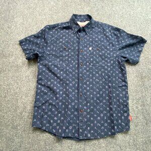 Coleman Shirt Men's L Navy Short Sleeve Button-Up Outdoor Camping Hiking‎ Print